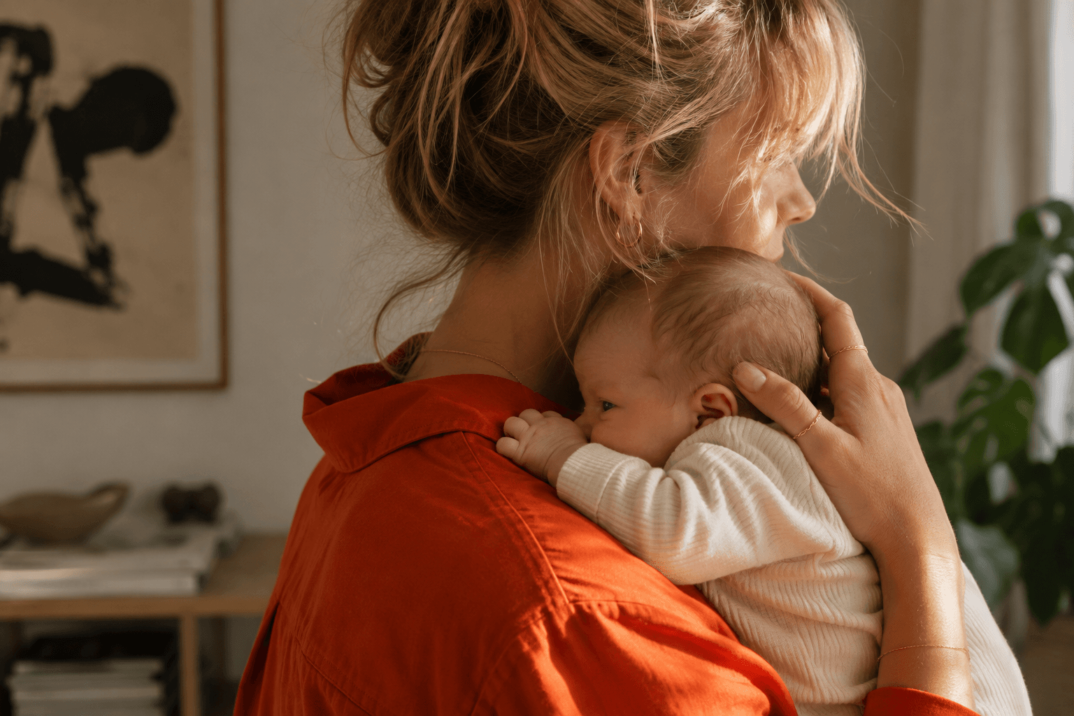 Mother holding newborn