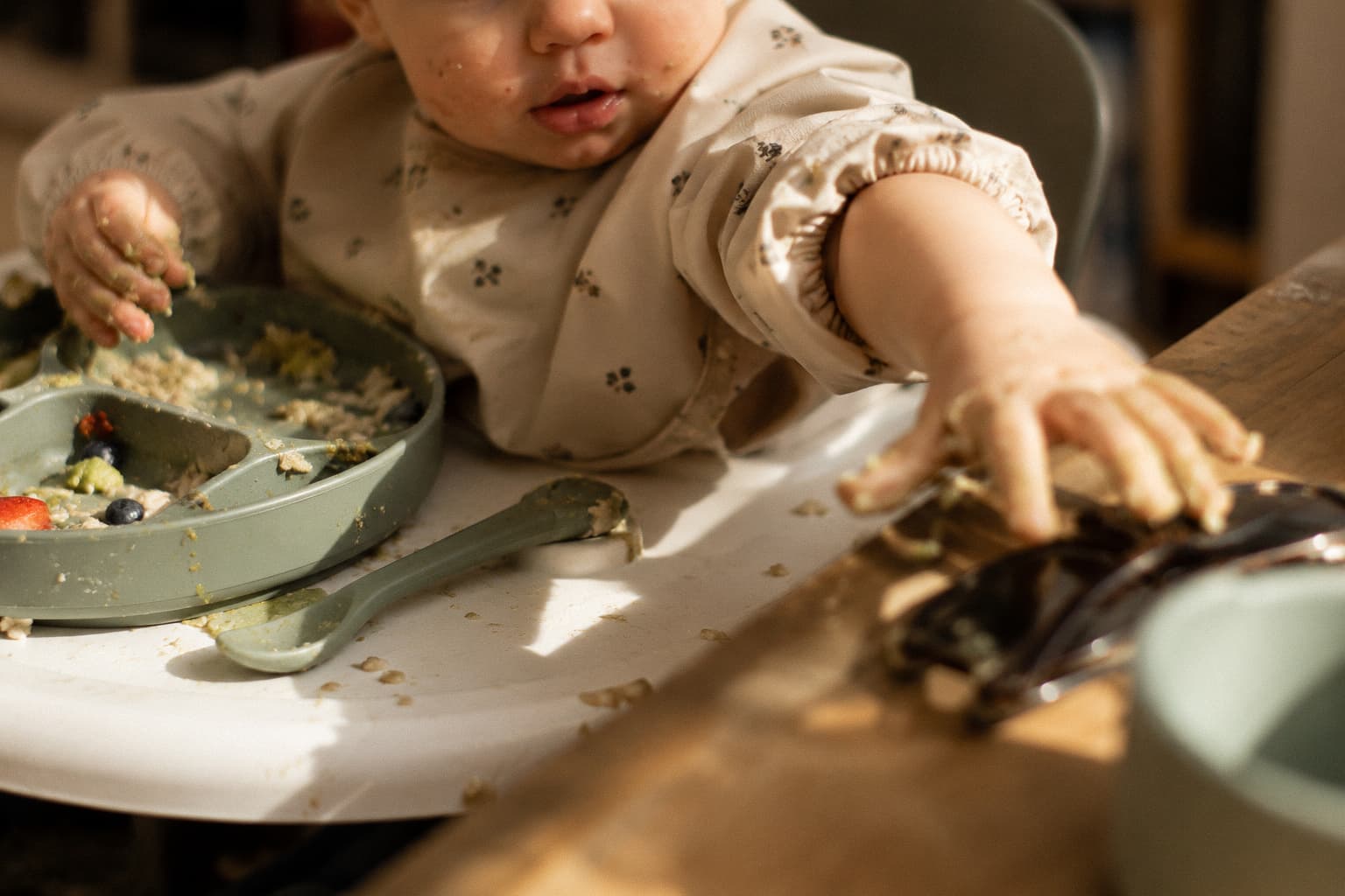 Crawling-age toddler, hands-on exploring